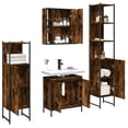 thumbnail image 3 of vidaXL 4 Piece Bathroom Cabinet Set Smoked Oak Engineered Wood, 3 of 10