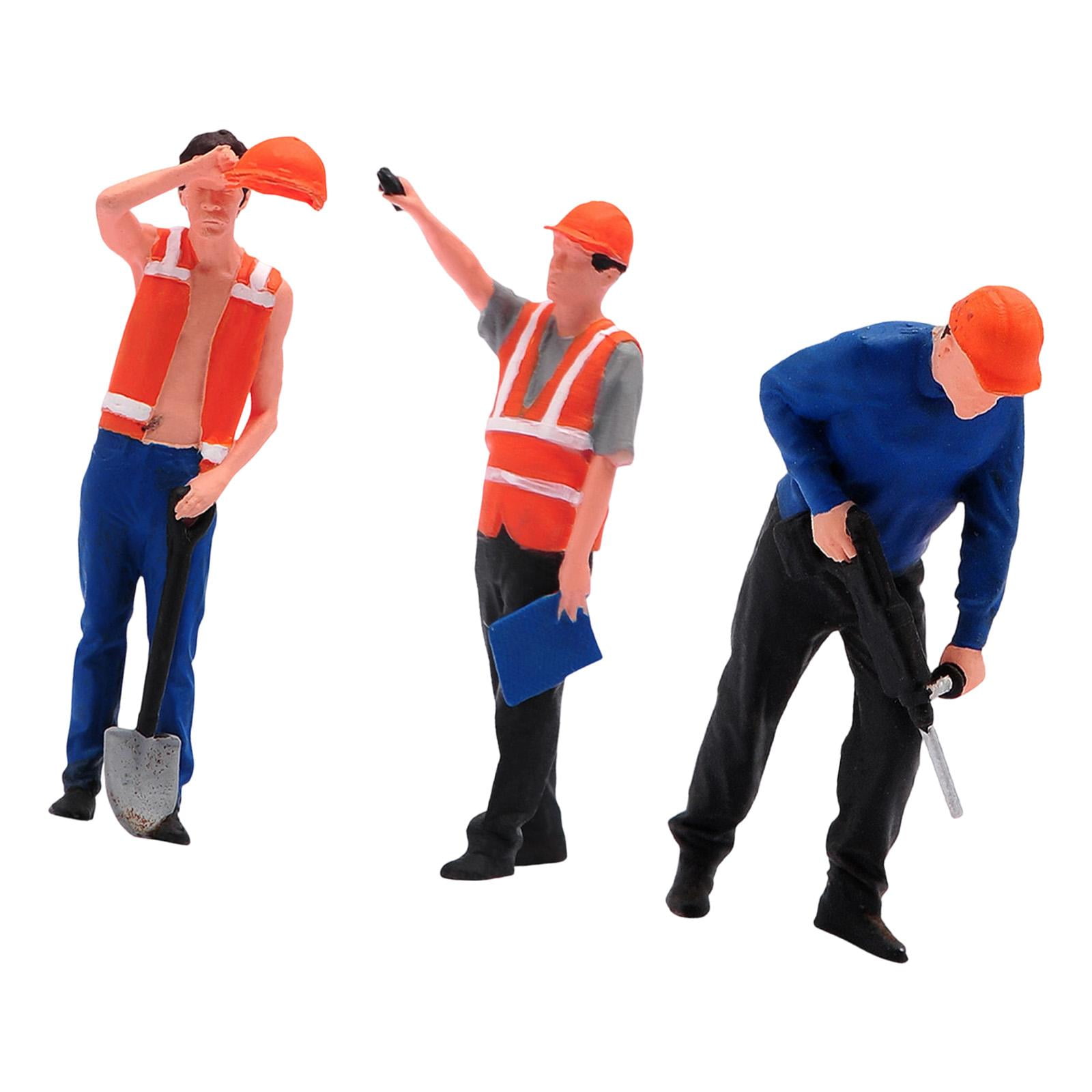 3 Pieces Miniature Figures Model Diorama Worker Realistic Hand Painted Resin for Model Display Scenes