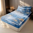 thumbnail image 3 of Erosebridal Modern Oil Painting Zipper Twin Comforter Sets with Fitted Sheet and 2 Pillowcases, Contemporary Abstract Zipper Bedding Set, Blue Gray, Navy Reversible, 3 of 7