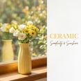 thumbnail image 4 of REGALWOVEN Small Ceramic Bud Vase Modern Cylinder Vase, Matte Ribbed Decorative Flower Vase for Desktop, Boho Home Decor Yellow 2.4"L x 2.4"W x 5.1"H, 4 of 5