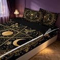 thumbnail image 2 of Homewish Glitter Stars Moon Zipper Full Size Comforter Sets with Fitted Sheet and 2 Pillowcases, Flower Print Zipper Bedding Set, Gold Black, Black Reversible, 2 of 7