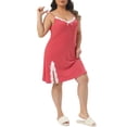 thumbnail image 4 of Agnes Orinda Women's Plus Size Sleep Dress Spaghetti Strap Side Slits Bow Nightgown Cami Sleeveless Lace Chemise Lounge Home Sleepwear 3X Pink, 4 of 6