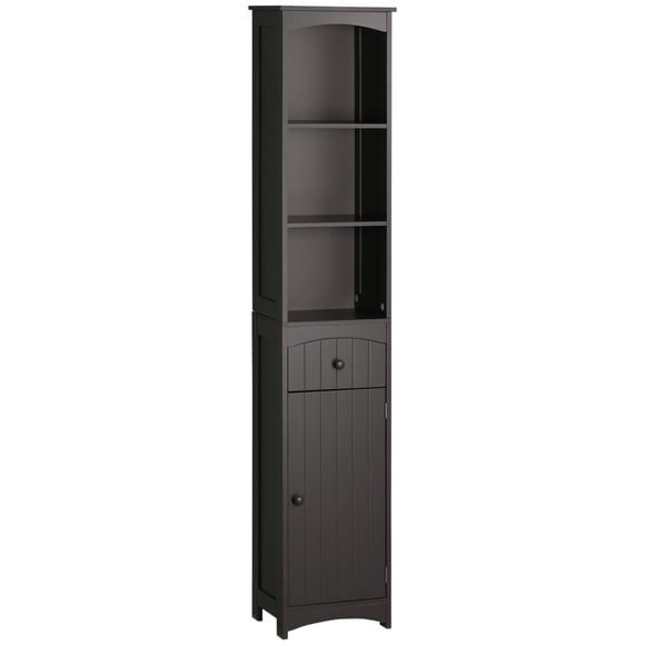 HOMCOM Bathroom Storage Cabinet, Tall Linen Tower with Shelves and Drawer