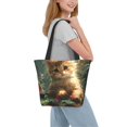 thumbnail image 2 of Pofeuu Cute Kitten Water Lilies Print Women Fashion Shoulder Handbags Top Handle Satchel Bags Tote Shoulder Shopping Bag Stylish Canvas Tote Bag, 2 of 6