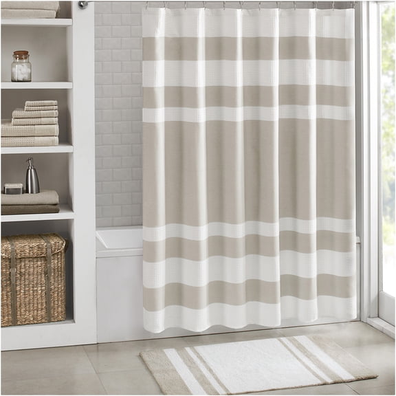 JERFIT Reversible Cotton Bath Rug, Ultra Absorbent Plush Non-Slip Taupe Bathroom Mat, Machine Washable Shaggy Floor Mat for Softness and Spa Style