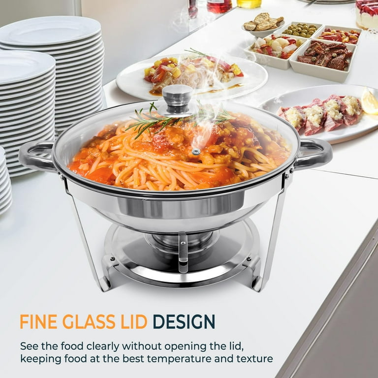 4 Pack 8QT Chafing Dish Buffet Set Food Warmer Chafer W/Gold Foldable Legs & Lid