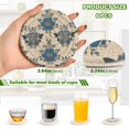 thumbnail image 5 of 6 Pcs Drink Coasters with Holder 3.94in Woven Coasters for Drinks Elegant Blue Flowers Pattern Coaster Set for Protection Table, 5 of 7