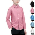 thumbnail image 7 of CCRFTGI Boys Girls Polo Shirt Button Down Lapel Casual Fall Summer Dress Shirt for Child Classic Size 8 Oxford Quick Dry Long Sleeve School Shirt Pink 11-12 Years, 7 of 7