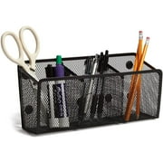 Magnetic Mesh Pen Holder 3 Compartments for Whiteboard Refrigerator Locker Home Office, Large, 10.5"