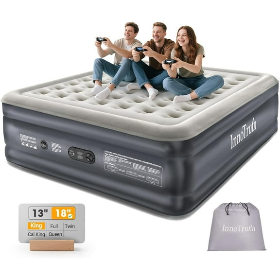 King Size Air Mattress with Built in Pump, Famiy Choice Award Winner, Inflatable Blow up Mattress, 18