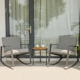 COSIEST 3 Piece Bistro Set, Metal Gray Patio Rocking Chairs, Outdoor ...
