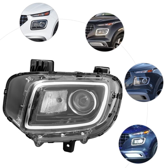 Headlight Assembly for 2020 2021 2022 2023 Hyundai Venue, Halogen Headlamp, 92102-K2200 (Left Driver Side)