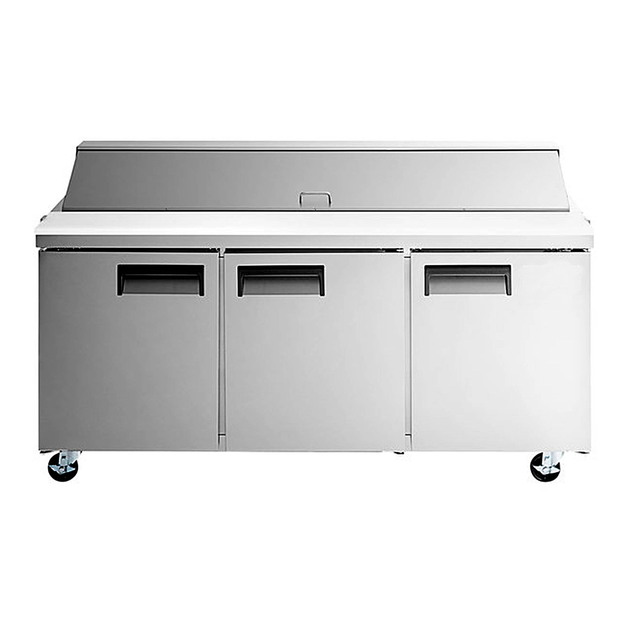 70.25 in. W 15.5 cu. ft. Commercial Food Prep Table Refrigerator Cooler in Stainless Steel Mega Top