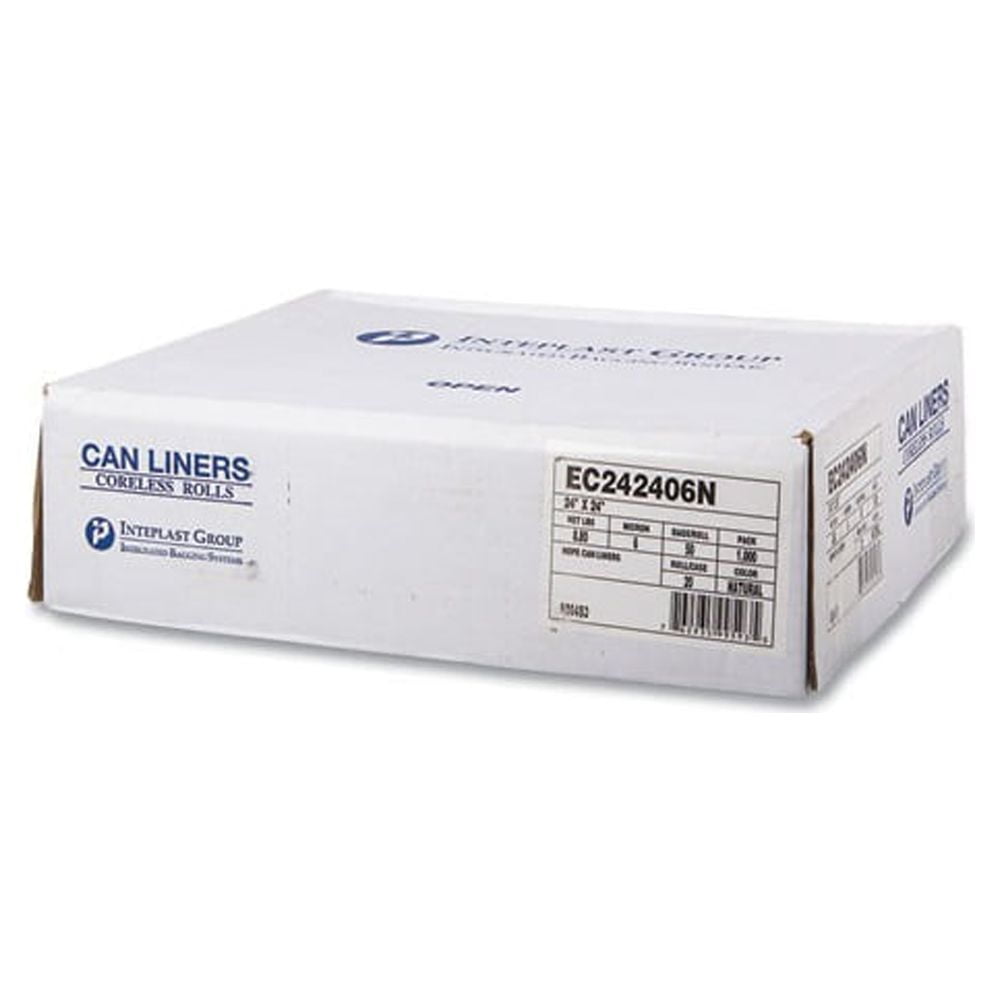 Inteplast Group Commercial Trash Bags, Perforated Roll, 10gal, 24 x 24, Natural, 1000/Carton