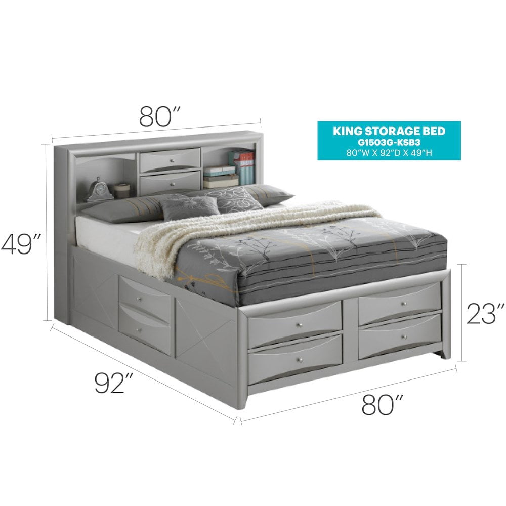 Glory Furniture Marilla King Storage Bed in Champagne Color