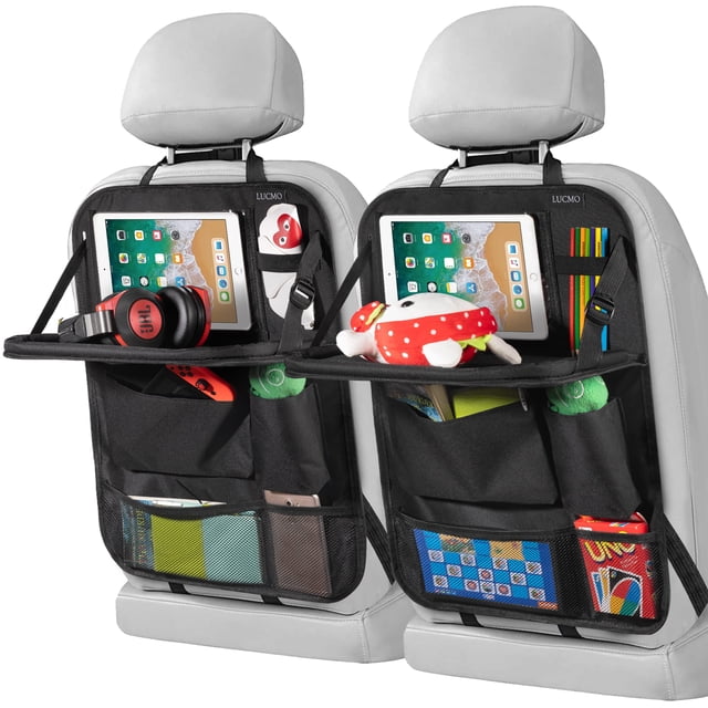Organizador LUCMO para asiento trasero de coche con soporte para tableta, 2 unidades, negro