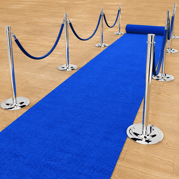 Extra Thick Blue Carpet Aisle Runner Rug for Party Wedding Ceremony Event Hallway (Blue 3'x10')