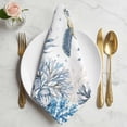 thumbnail image 2 of Blue Sea Turtles Cloth Napkins, Coastal Ocean Sea Starfish Coral Shells Washable and Reusable Dinner Napkins Set of 2, Table Napkin for Kitchen Party Birthday Wedding Hotel Housewarming 20"x20", 2 of 9