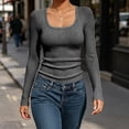 thumbnail image 4 of Vrorvz Ribbed Knit Shirt for Women Long Sleeve Square Neck Shirts Fall Winter Outfit Casual Stretchy Clothes, 4 of 5