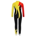 thumbnail image 4 of Haitryli Kids Girls Full Body Unitard Shiny Rhinestones Gymnastics Leotard Dance Bodysuit Long Sleeve Jumpsuit Red&Yellow 8, 4 of 5