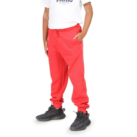 EVERYDAY KIDS Boys Red Cotton Fleece Sweatpants Joggers with Pockets