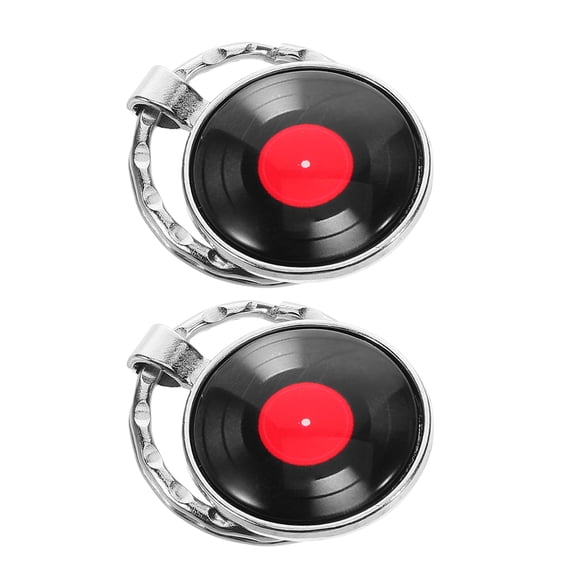 Clispeed 2Pcs Metal Vinyl Record Keychain Creative Music Pendant Key Holder for Backpacks