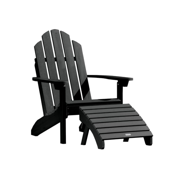 Highwood 2-pc Classic Westport Adirondack Set with 1 Folding Adirondack Ottoman - Outdoor, Eco-friendly, Synthetic Wood