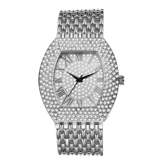Avaner Luxury Unisex Rhinestone Watches Big Roman Numerals Face Women's Men's Analog Quartz Watch Gold Silver Stainless Steel Bracelet Band