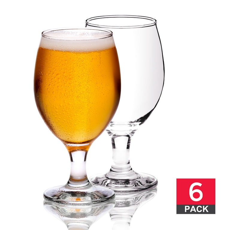 Vikko Beer Glass, Set of 6 Belgian Style Beer Glasses, Large Size