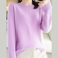 thumbnail image 4 of TANGNADE Women Outerwear Sweatshirt Light Sweaters for Women Long Sleeve Crew Neck Lightweight Soft Knitted Pullover Knitted Blouse Solid Color Womens Sweater Purple XXL, 4 of 5