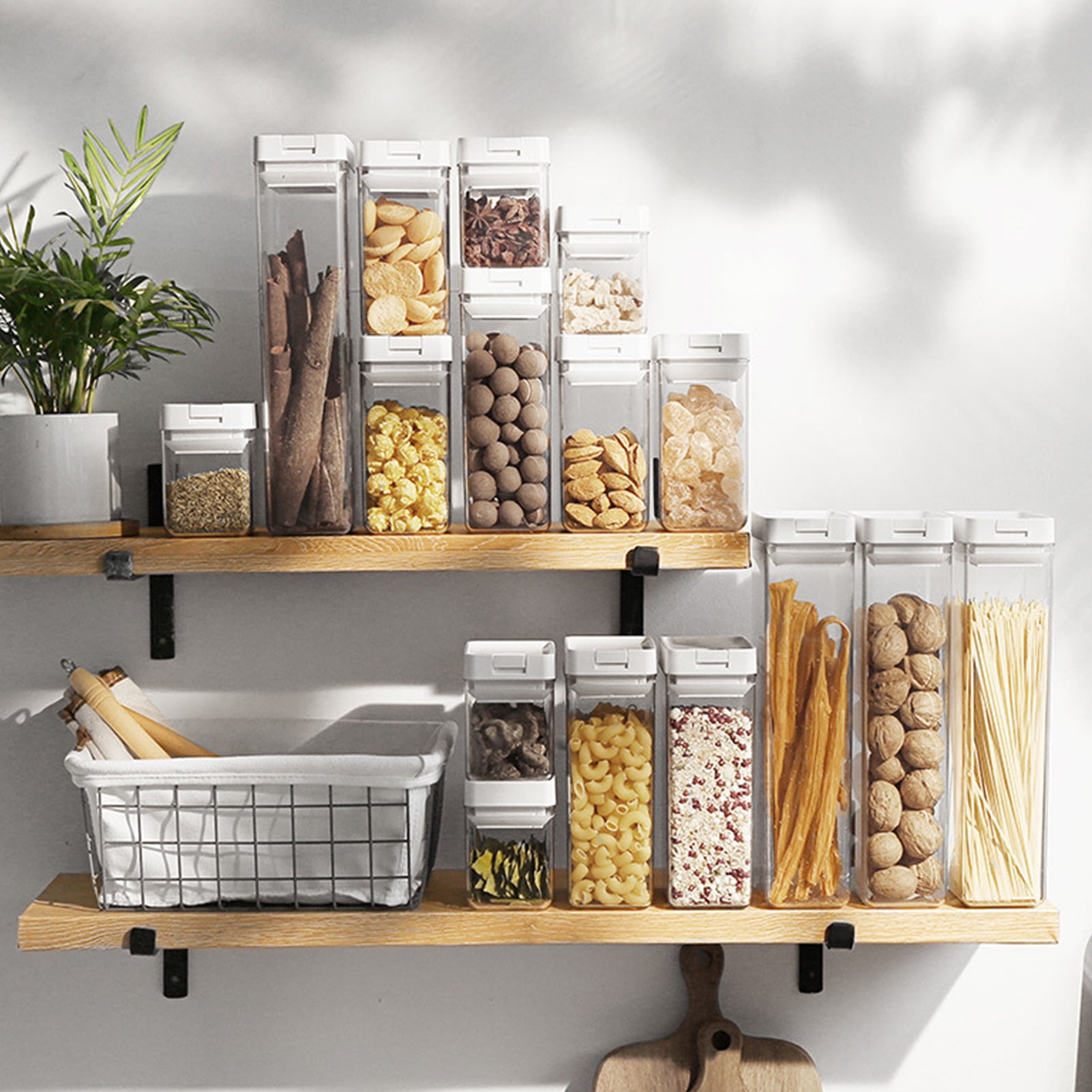Grofry Airtight Food Storage Container Kitchen Pantry Square Cereal  Organizer Bottle M