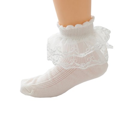 

Baby Girls Socks Cute Patchwork Lace Trim Leisure Dance Socks Anti-Slip Indoor Outdoor Socks
