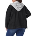 thumbnail image 4 of DARING DIVA Women's Plus Size Drawstring Detachable Hoodie Denim Jacket 3X Black, 4 of 6
