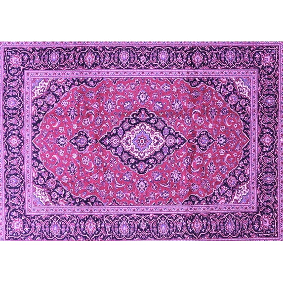 Ahgly Company Machine Washable Indoor Rectangle Medallion Purple Traditional Area Rugs, 3' x 5'