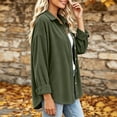 thumbnail image 5 of thefmos Women's Collared Button Front Corduroy Solid Color Jacket Casual Long Sleeve Retro Outerwear Fashion Fall Winter Outfit, Army Green S, 5 of 6