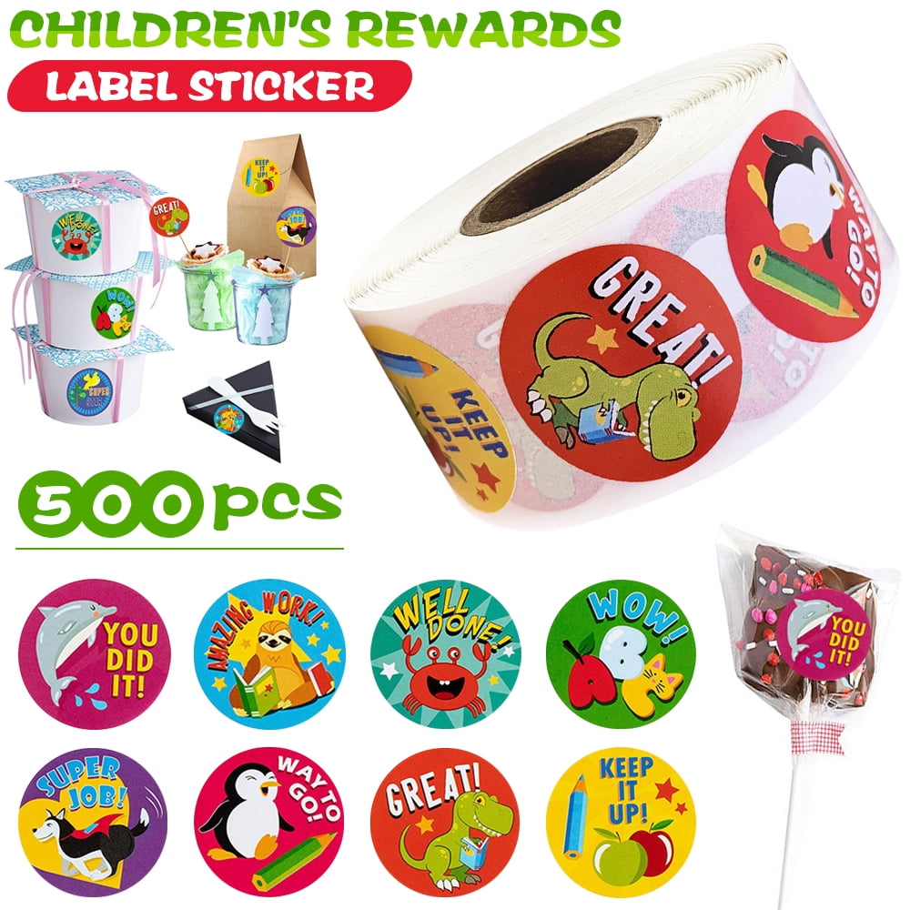100-500Pcs Roll Cartoon Cute Unicorn Rewards Labels Stickers School Kids Teacher 