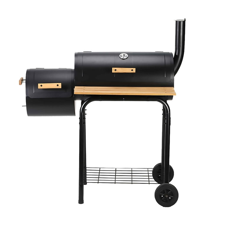 Konserveringsmiddel kritiker Dom ALEKO BBQSG04 Portable Charcoal BBQ Offset Smoker Grill with Side Fire Box  and Wooden Accents - Walmart.com