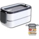 thumbnail image 1 of Bento Box, Lunch Box with Spoons and Chopsticks, Divider, Microwave Safe, Gray, 1 of 5