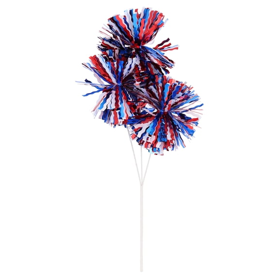 Wavy Tinsel Pom Poms Decorative Pick, Red/White/Blue, 14.5", Patriotic by Way To Celebrate