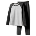 thumbnail image 2 of vdgthytj Toddler Boys Girls Thermal Underwear Color Block Long Sleeve Shirt Pants 2PCS Kids Base Layer Set Sleepwear, 2 of 5