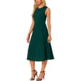 thumbnail image 4 of INSPIRE CHIC Women's Sleeveless Pleated Ruffle Hem Crew Neck Tank Knitted Elegant Midi Dress, 4 of 6