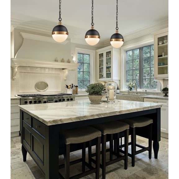 Atlas Lighting and Home 1-Light Matte Black Hanging Mini Pendant Ceiling Light Fixture with Orb