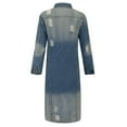 thumbnail image 5 of hgsbede Women Coats Plus Size Clearance Women's Mid Length Casual Handsome Distressed Denim Long Trench Coat, 5 of 6