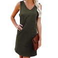 thumbnail image 1 of Pompotops Robe d'Été Décontractée Sans Manches à Col en V avec Poche pour Femmes, 1 of 6