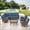 5PCS-Sectional Sofa & Tables & Glider Chairs, variant on Opohoro 6-Person Outdoor Wicker Patio Sectional Dining Set with Coffee Table for Garden, Blue