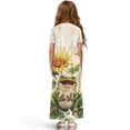 thumbnail image 2 of Uourmeti Girls Casual Dresses Swing Cute Frog Sunflower Printed Short Sleeve Loose Maxi Dresses for Birthday Party, Kindergarten, Daily Wear, Size 11-12 Years, 2 of 7