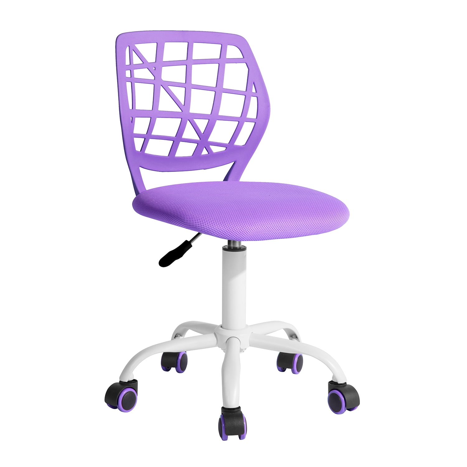 Homy Casa Teen Desk Chair, Adjustable Swivel Study Chair with Wheels, Ergonomic Backrest, Purple