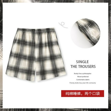 

QWZNDZGR Summer M-4XL New Plaid Knitted Cotton Ladies Pajama Short Pants Pyjama Trousers Women Men Sleep Bottoms Lounge Wear Sleep Pants