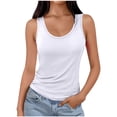 thumbnail image 3 of ClodeEU Women's Sleeveless Summer Tank Top,Casual Solid Color Round Neck Basic White,Womens Plus XXXXL, 3 of 6