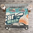 thumbnail image 3 of Ambesonne Retro Quilted Bedspread Set 3 Pcs, Vintage Car Repair Artwork, King Size, Multicolor, 3 of 3